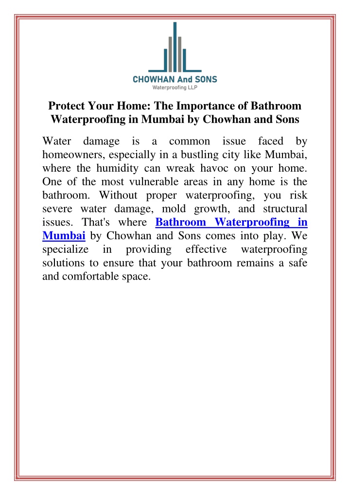 protect your home the importance of bathroom