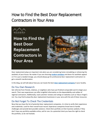 How to Find the Best Door Replacement Contractors in Your Area