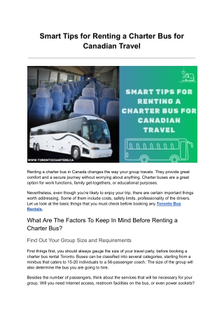 Smart Tips for Renting a Charter Bus for Canadian Travel