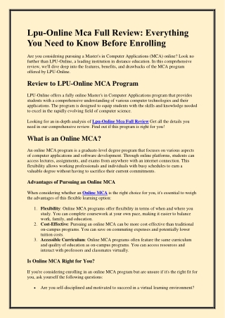 lpu online mca full review everything you need