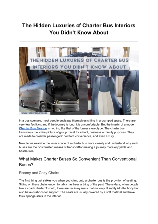 The Hidden Luxuries of Charter Bus Interiors You Didn’t Know About