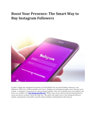 Boost Your Presence: The Smart Way to Buy Instagram Followers