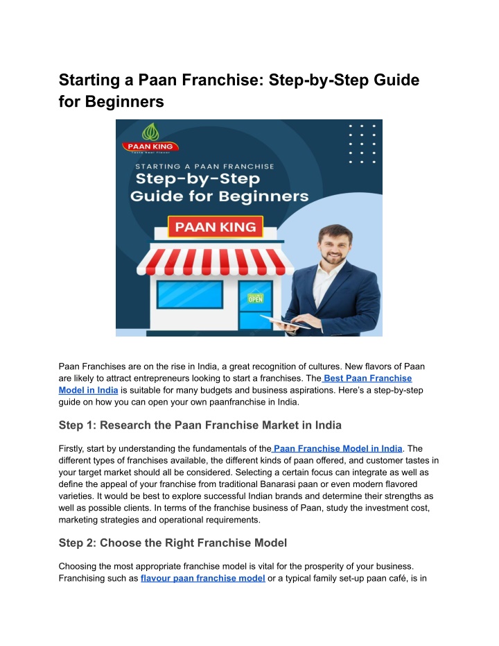 starting a paan franchise step by step guide