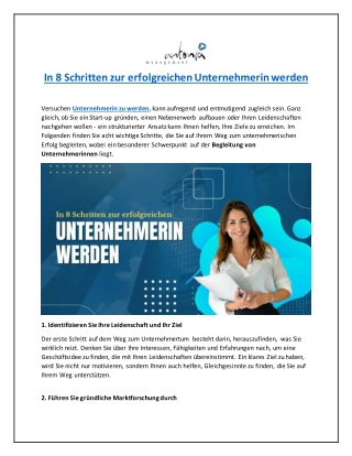 In 8 Schritten zur erfolgreichen Unternehmerin werden
