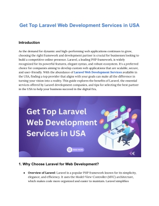 Get Top Laravel Web Development Services in USA