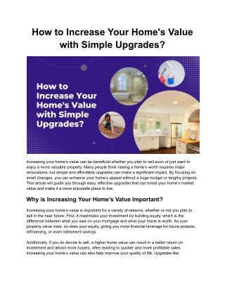 How to Increase Your Home's Value with Simple Upgrades