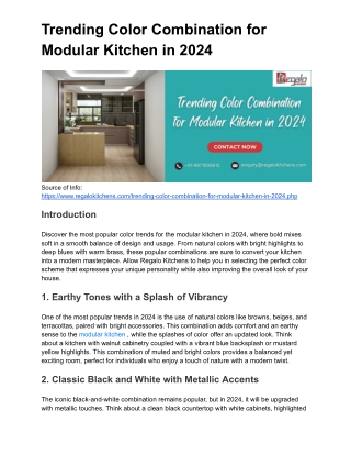 Trending Color Combination for Modular Kitchen in 2024