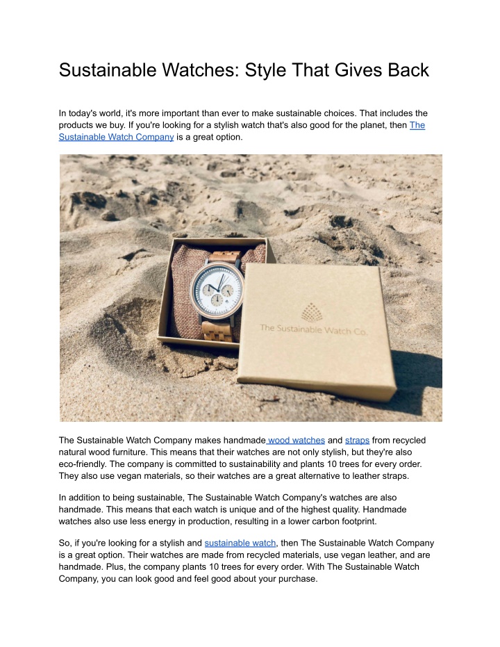 sustainable watches style that gives back