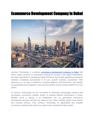 Ecommerce Development Company in Dubai