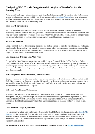 Navigating SEO Trends-Insights and Strategies to Watch Out for the Coming Year