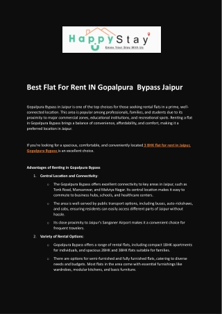 best flat for rent in gopalpura bypass jaipur