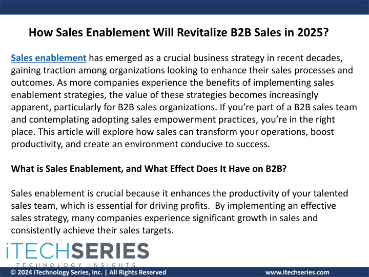 how sales enablement will revitalize b2b sales