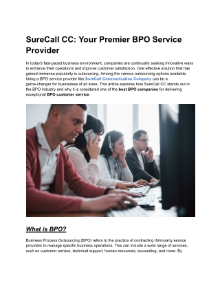 SureCall CC_ Your Premier BPO Service Provider