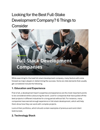 Looking for the Best Full-Stake Development Company 6 Things
