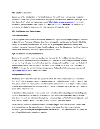 1-844-414-9223 Why is Qatar Airways So Expensive?