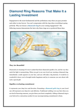 Diamond Ring Reasons That Make It a Lasting Investment