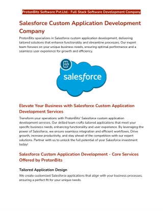 Salesforce Custom Application Development Company