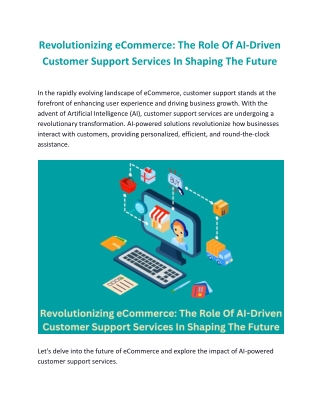 Revolutionizing eCommerce: The Role Of AI-Driven Customer Support Services In Shaping The Future