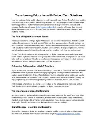 Transforming Education with Embed Tech Solutions - Google Docs