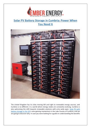 Maximise Solar Energy in Cumbria with PV Battery Storage Systems