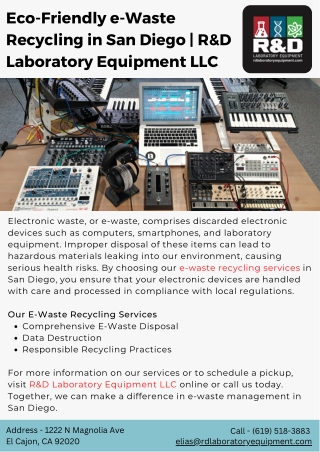 Eco-Friendly e-Waste Recycling in San Diego | R&D Laboratory Equipment LLC