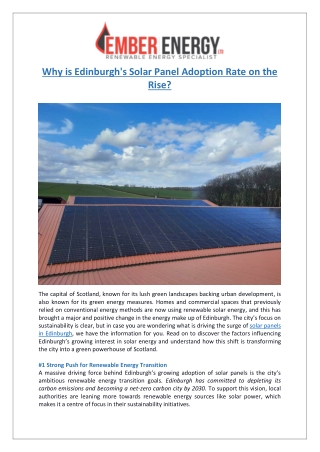 Edinburgh Goes Green | Solar Panel Adoption on the Rise | Ember Energy