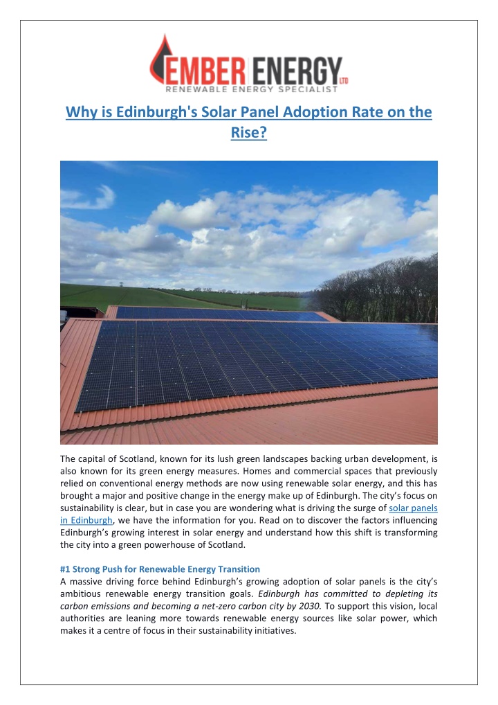 why is edinburgh s solar panel adoption rate