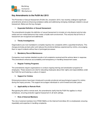 key amendments to the posh act 2013