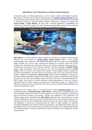 agile advisors your trusted partner in software