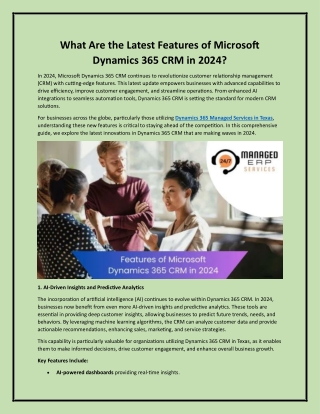 What are the Latest Features of Microsoft Dynamics 365 CRM in 2024