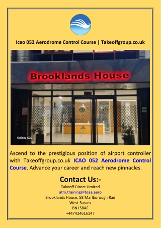 Icao 052 Aerodrome Control Course  Takeoffgroup.co.uk