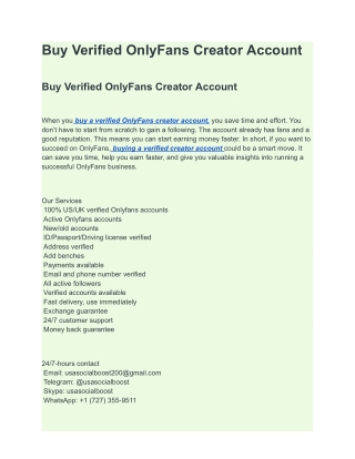 Buy Verified OnlyFans Creator Account