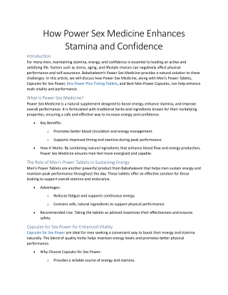 How Power Sex Medicine Enhances Stamina and Confidence