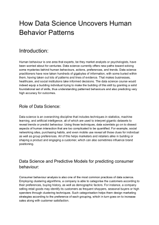 How Data Science Uncovers Human Behavior Patterns