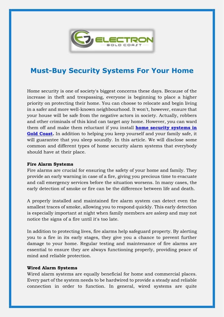 must buy security systems for your home