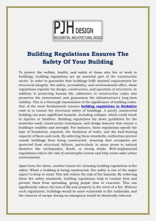 Building Regulations Ensures The Safety Of Your Building