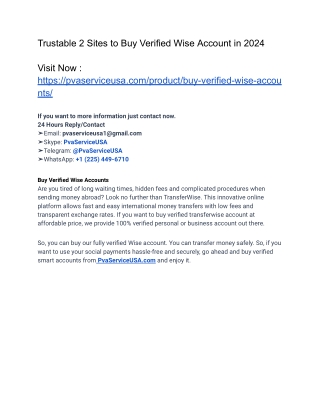 Top 10 Web-Sites to Buy Verified Wise Accounts In USA 2024-2025