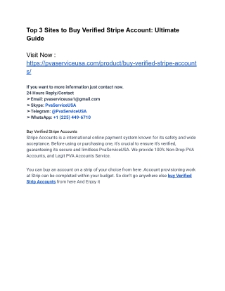 Top 10 Web-Sites to Buy Verified Stripe Accounts In USA 2024-2025