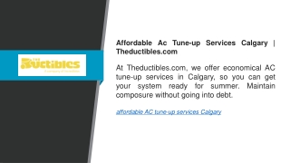 Affordable Ac Tune-up Services Calgary  Theductibles.com