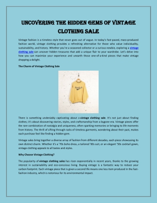 Uncovering the Hidden Gems of Vintage Clothing Sale