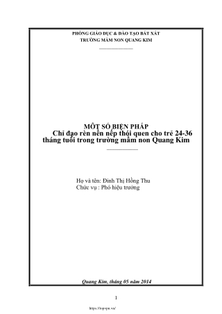 Một số biện pháp chỉ đạo rèn nền nếp thói quen cho trẻ 24-36 tháng tuổi