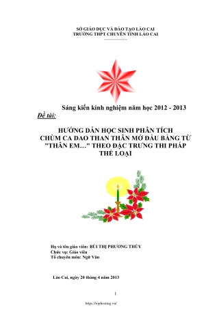 Hướng dẫn HS phân tích chùm ca dao than thân mở đầu bằng từ "Thân em" Ngữ văn 10
