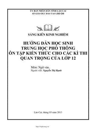 Hướng dẫn học sinh THPT ôn tập kiến thức cho các kì thi quan trọng của Lớp 12