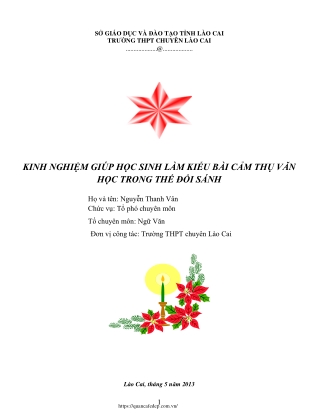 Kinh nghiệm giúp học sinh làm bài văn cảm thụ trong thế đối sánh