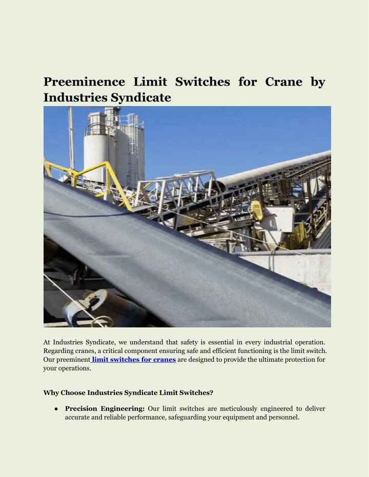 preeminence limit switches for crane