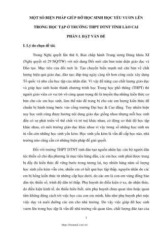 Biện pháp giúp đỡ học sinh yếu vươn lên trong học tập ở THPT DTNT tỉnh Lào Cai