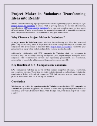 Project Maker in Vadodara