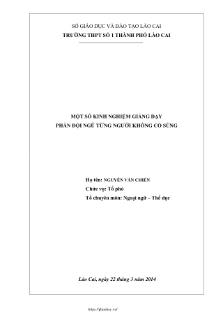 Một số kinh nghiệm giảng dạy phần đội ngũ từng người không có súng