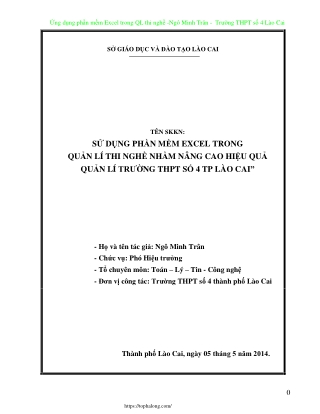 Sử dụng phần mềm Excel trong quản lí thi nghề nhằm nâng cao hiệu quả quản lí