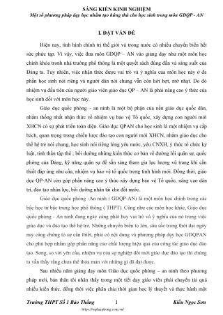 Phương pháp dạy học nhằm tạo hứng thú cho học sinh trong môn GDQP - AN